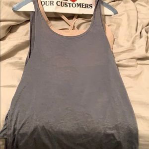 gray and pink lulu tank top